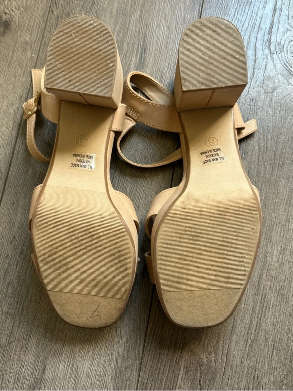 Soda Tan Cross-Strap Block Heel Sandals size 8 - Picture 5 of 7